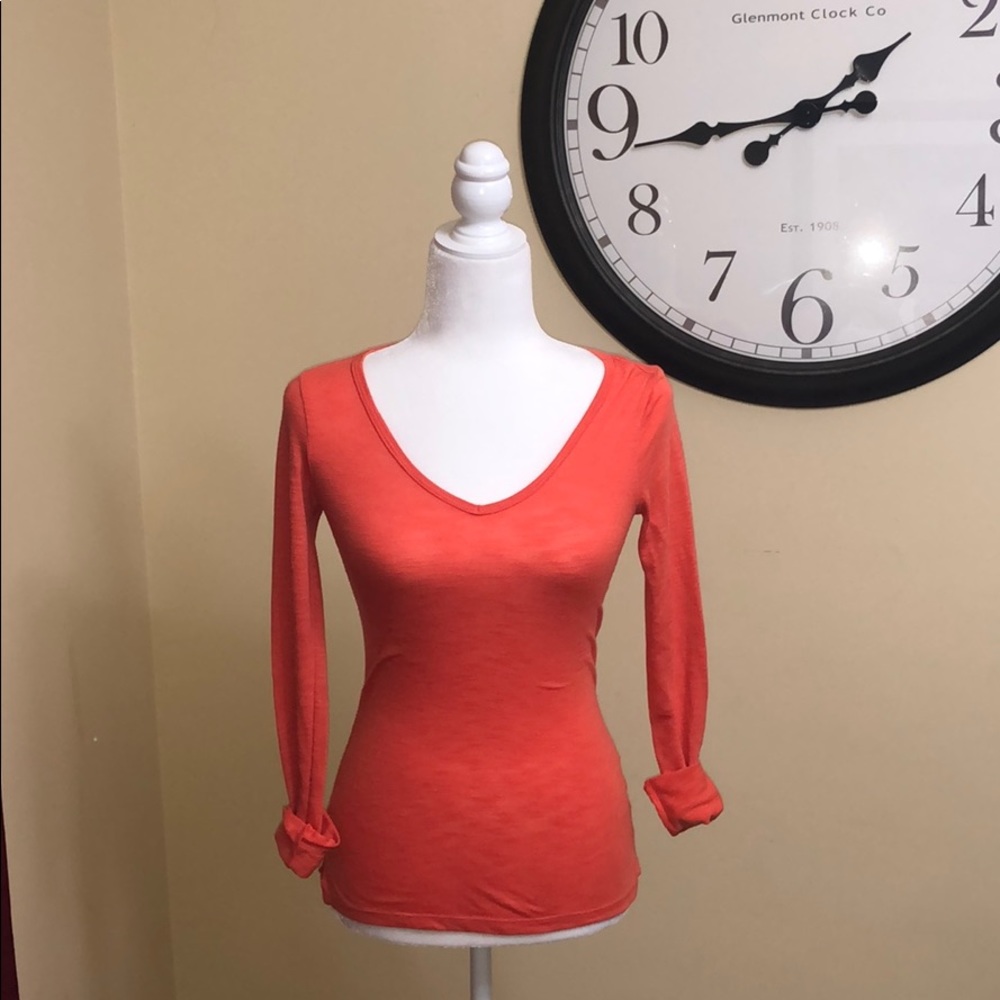 SO Perfect V-Neck Long Sleeve Fitted Tee